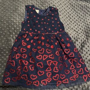 Beautiful Toughskins dress. Size 2T. Color Navy blue with red glittery hearts